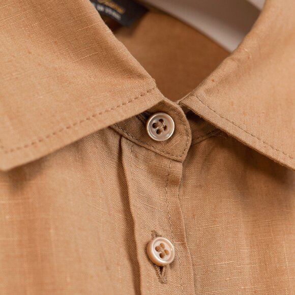 Loro Piana Tan Linen Long-Sleeve Buttoned Shirt - Picture 7 of 8